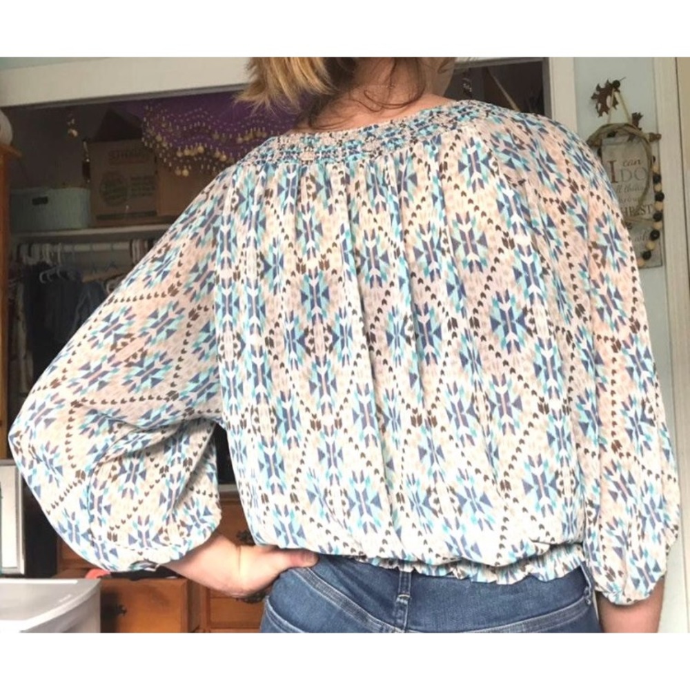 Blue Pattern Blouse - Picture 3 of 3